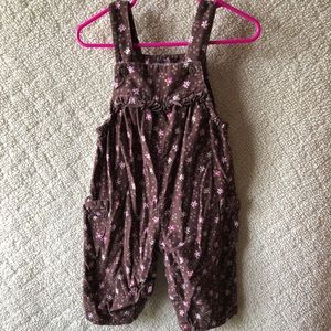 VINTAGE Carters 9M brown floral pink flower  corduroy overalls